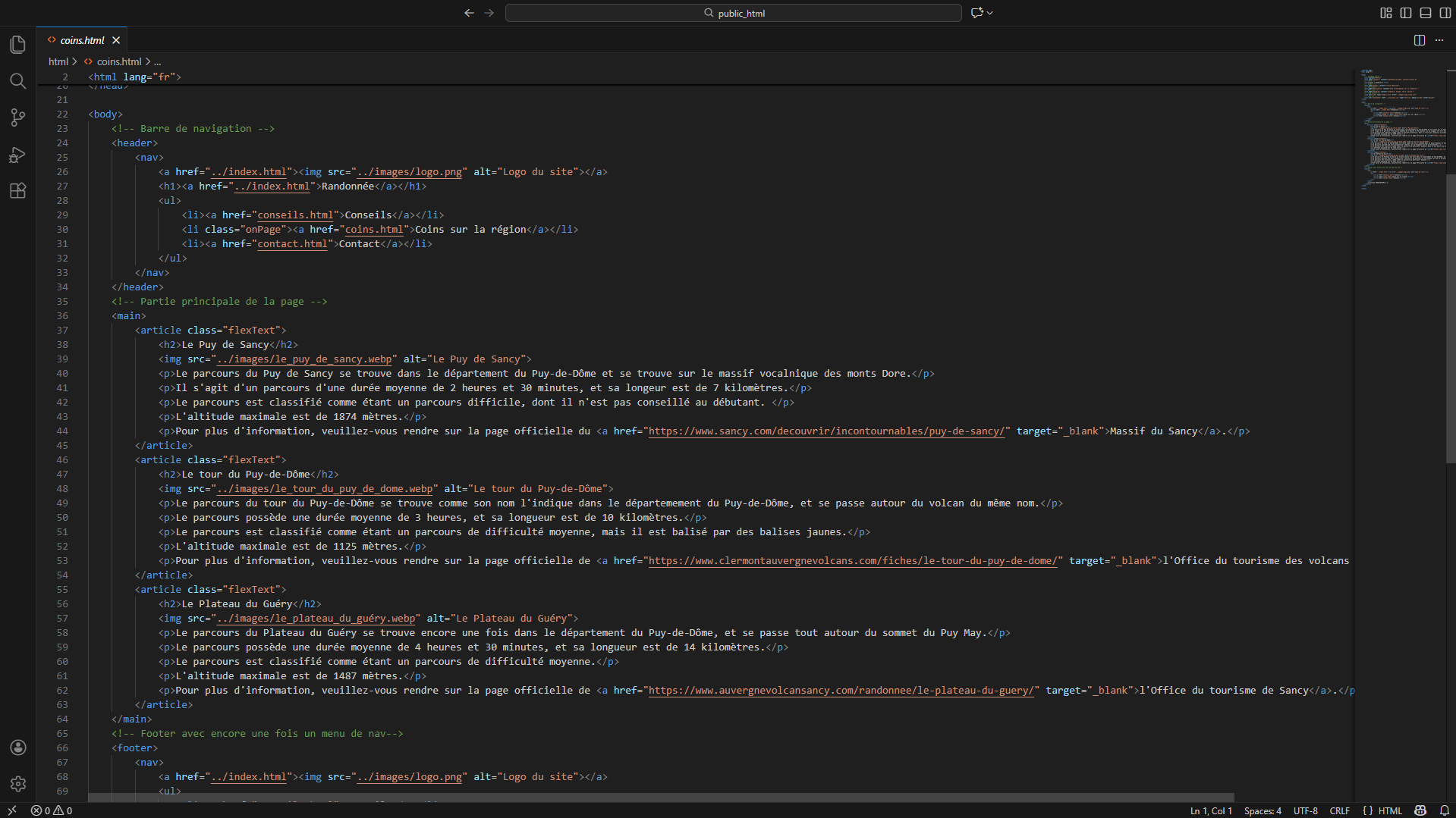 Code du site