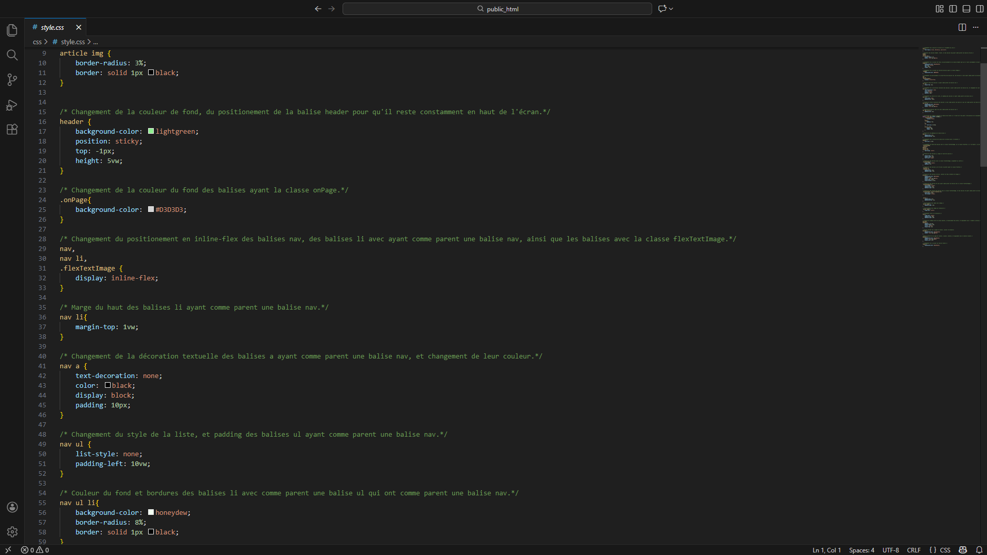 Code du site