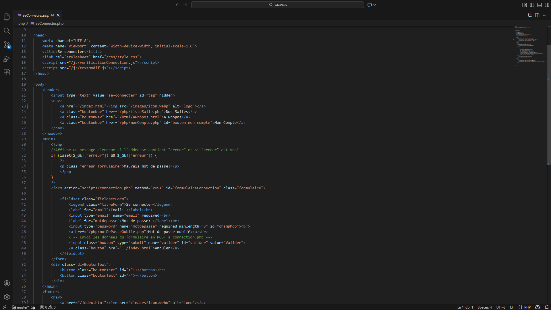Code du site