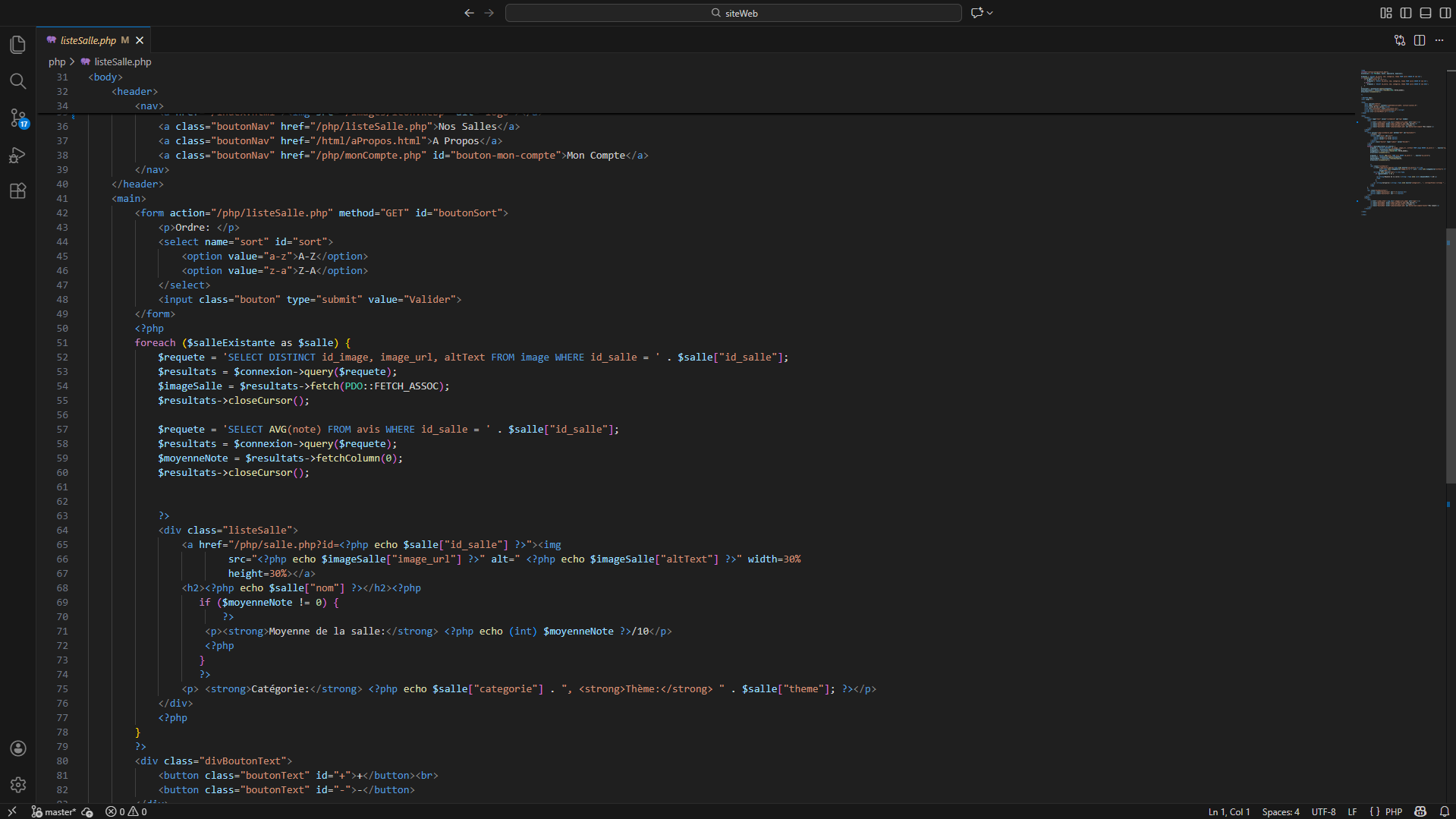 Code du site