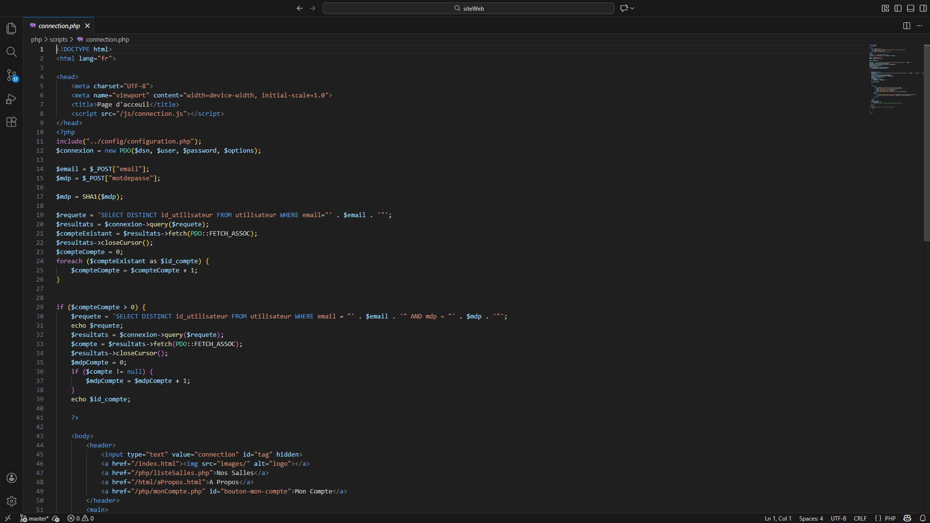 Code du site