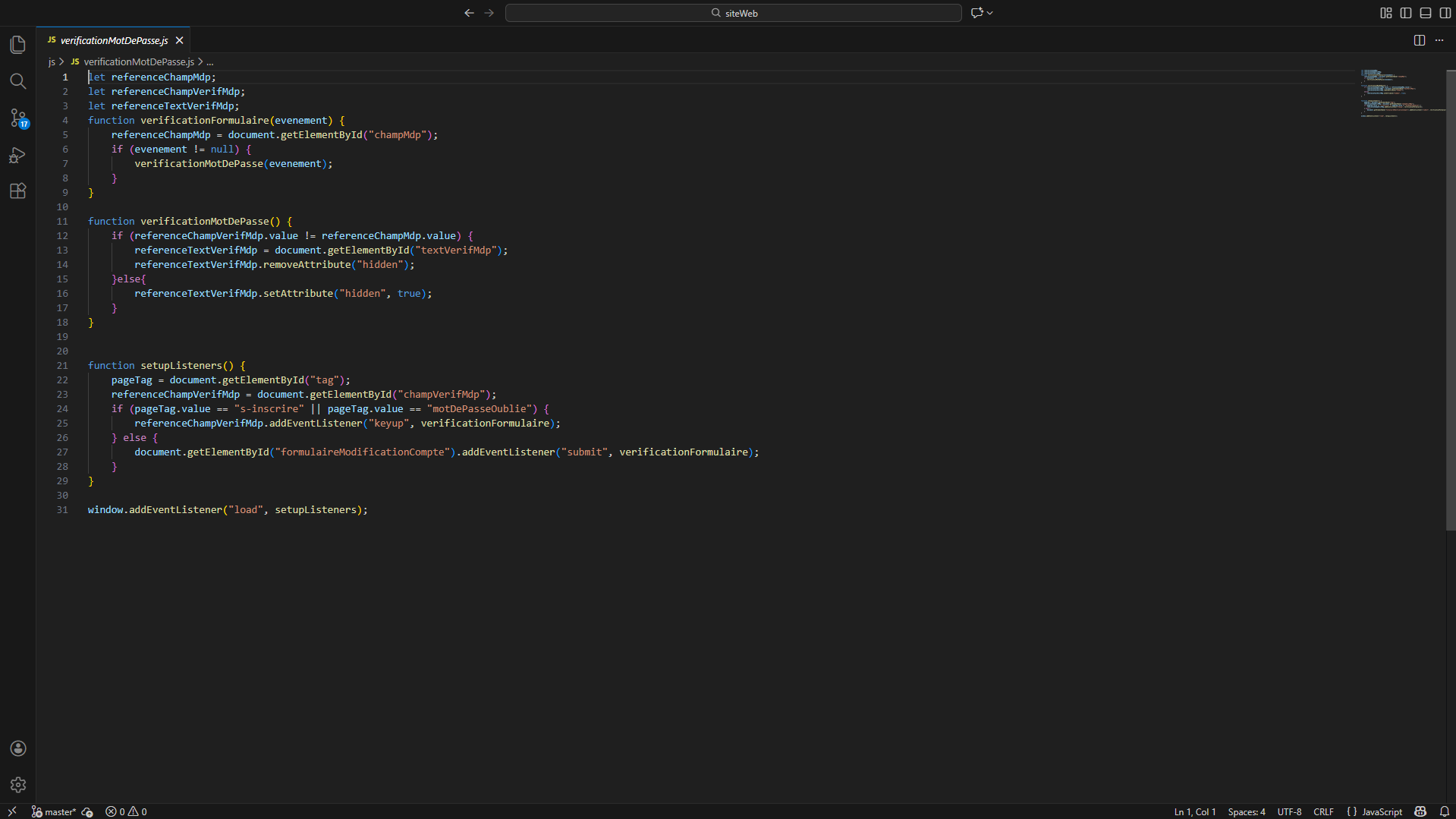 Code du site