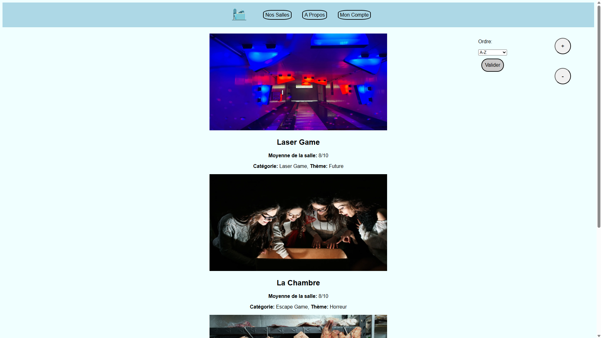 Page Les Salles du site